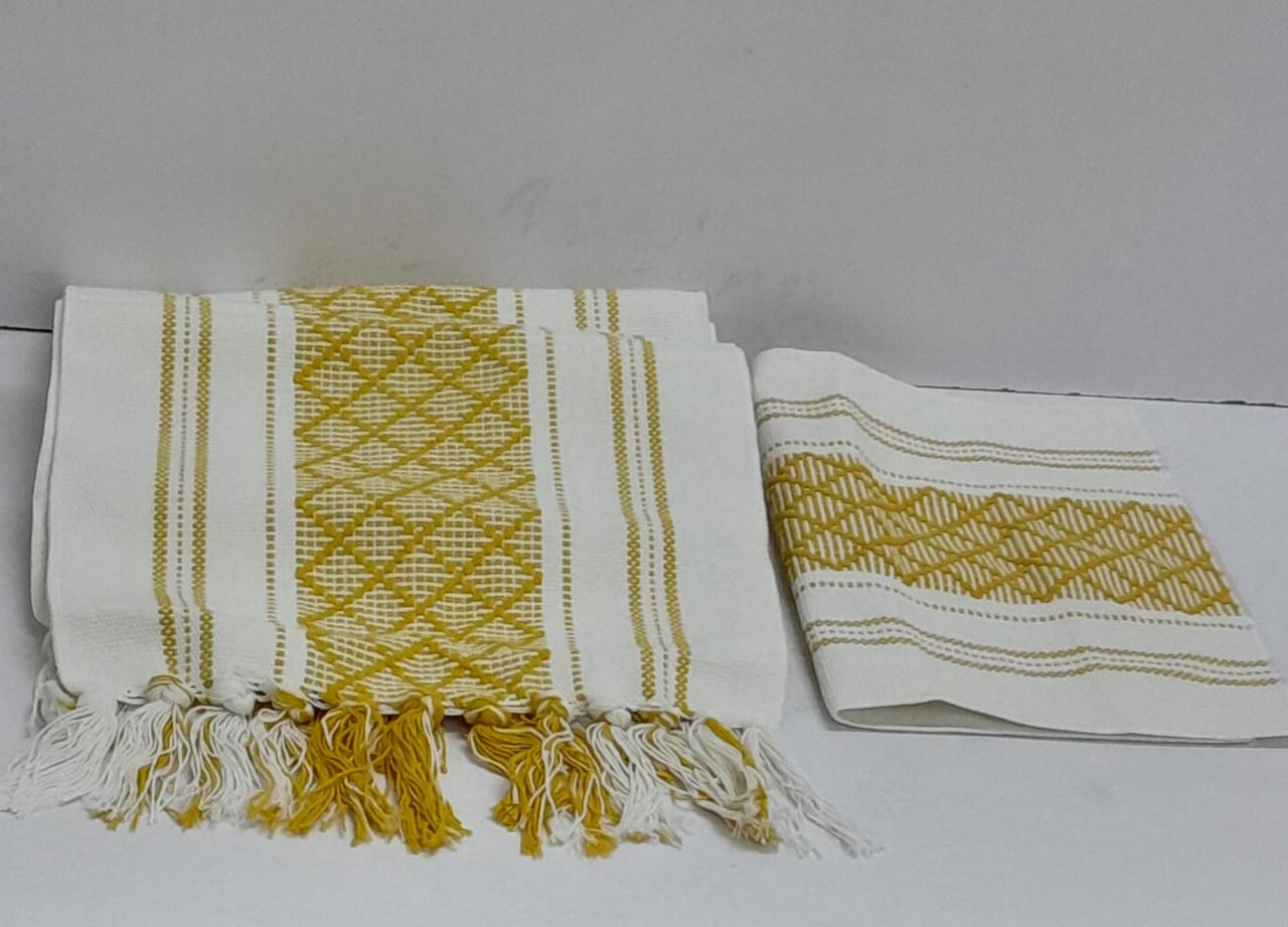 Set of 7pcs Braided Woven Textured Table Runner with Tassels & 6 Mats – Complete Dining Set for Elegant, Stylish Table Decor and Surface Protection