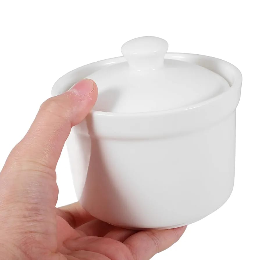 High Quality Classy Ceramic Kitchen Sugar Dish or White Stew Pot – Versatile 500ml Capacity for Elegant Countertop Storage of Sugar, Sweeteners, or Small Condiments