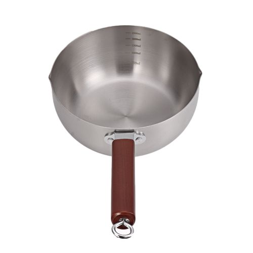 2L Stainless Steel Non-Stick Calibrated Japanese Pan Noodle Pot – Spaghetti, Milk, Tea Pot with Wooden Handle Soup Pan for Even Cooking and Easy Cleaning