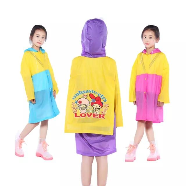 Light PVC Child & Kids Hooded Schoolbag Rain Coat Poncho – Long Raincoat Jacket Cover for Back to School Weather Protection and Outdoor Activities