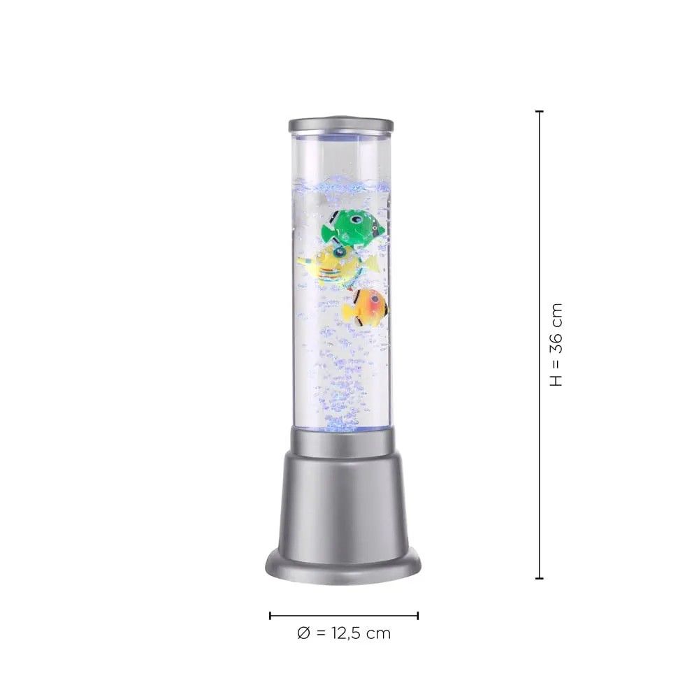 LED Water Bubble Aquarium Column 38cm Bubble Fish Tank – Electric Color Changing Artificial Aquarium with 5 Fish Lava Lamp for Mini Home Decoration
