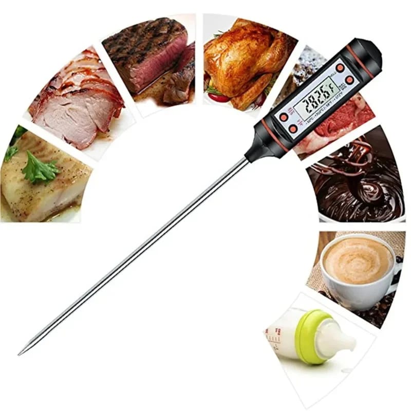 Digital Food Thermometer with LED Display – Battery Operated with Dual Celsius & Fahrenheit Reading, Auto Shut-Off, and Wide -50°C to +300°C Range