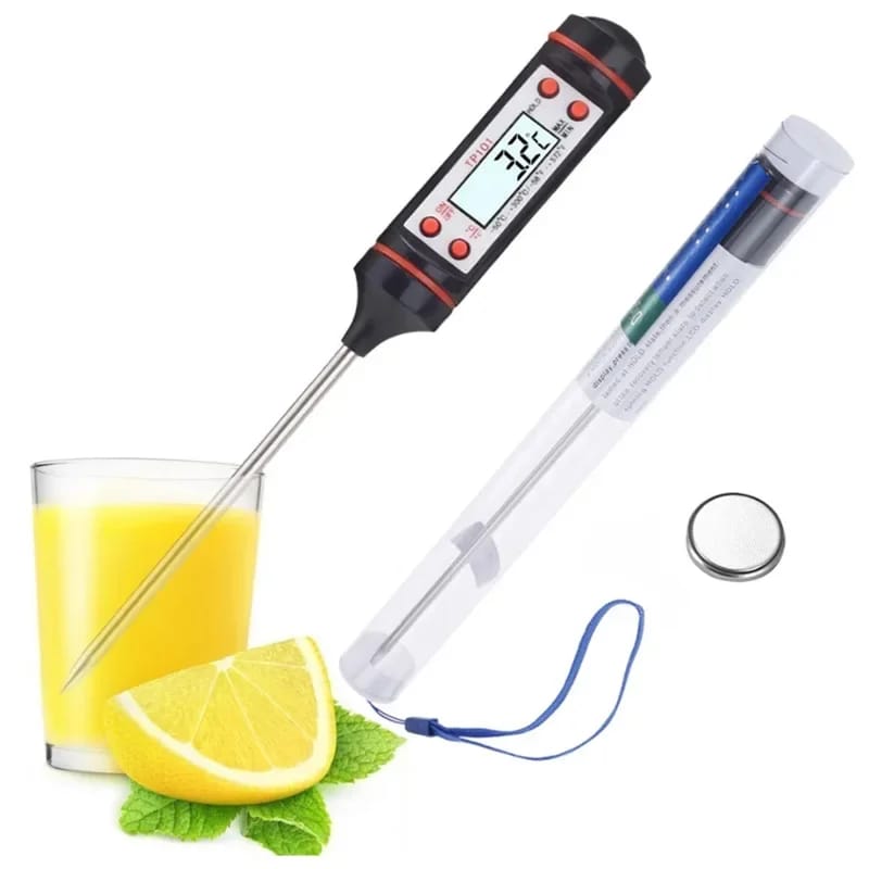 Digital Food Thermometer with LED Display – Battery Operated with Dual Celsius & Fahrenheit Reading, Auto Shut-Off, and Wide -50°C to +300°C Range