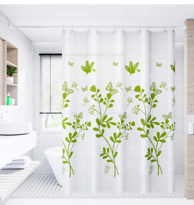 EVA PVC Waterproof Shower Curtain – Chlorine-Free Anti-Bacterial & Anti-Mould Bathroom Liner with Water Resistant Easy Clean Design for Home and Hotel Use