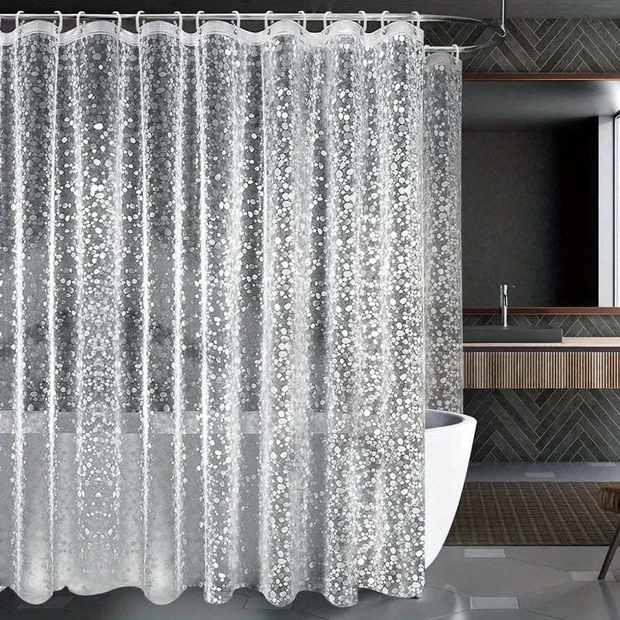EVA PVC Waterproof Shower Curtain – Chlorine-Free Anti-Bacterial & Anti-Mould Bathroom Liner with Water Resistant Easy Clean Design for Home and Hotel Use