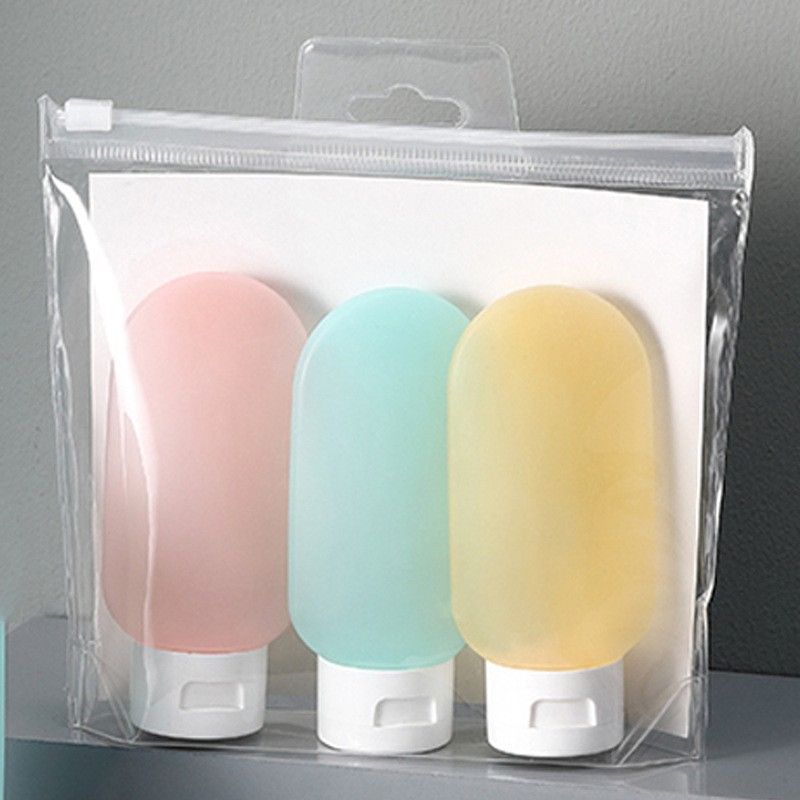 Portable 60ml Silicone Travel Lotion & Shower Gel Bottles – Set of 3 Refillable Squeeze Bottles for Toiletries, Cosmetics, and Leak-Proof Travel