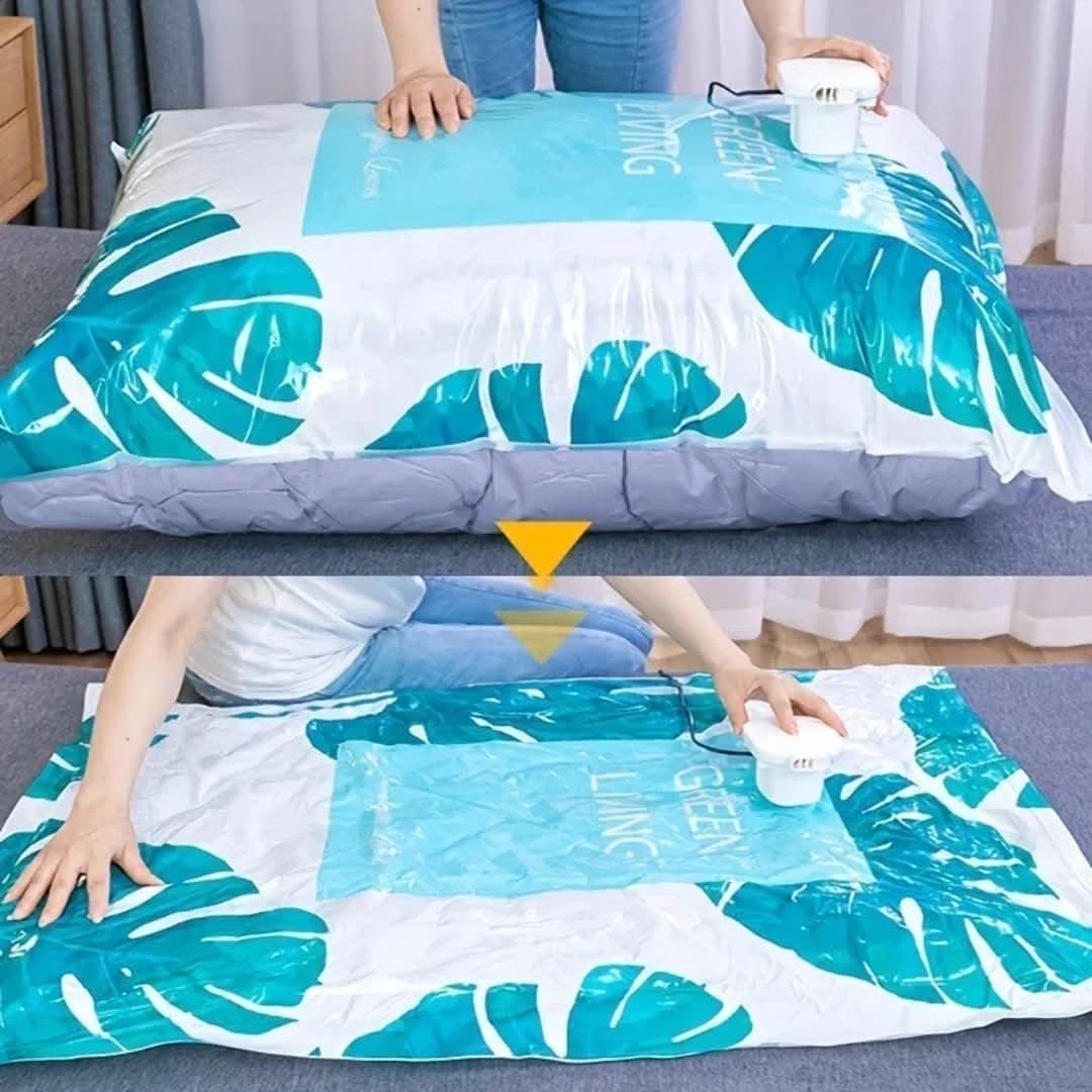 10pcs Set Vacuum Compression Storage Bags with Electric Pump – Space Saving Moisture and Dust Proof Large Medium Small Sizes for Quilts Coats and Clothing