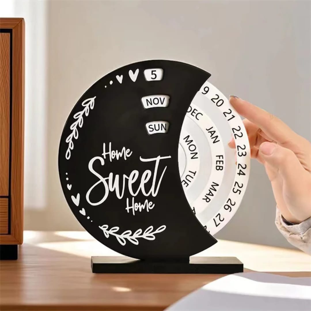 Perpetual Wooden Block Calendar with Elegant Rotating Date and Month Design, Stylish Desk Décor for Home or Office, Easy to Set and Never Expires for Year-Round Use