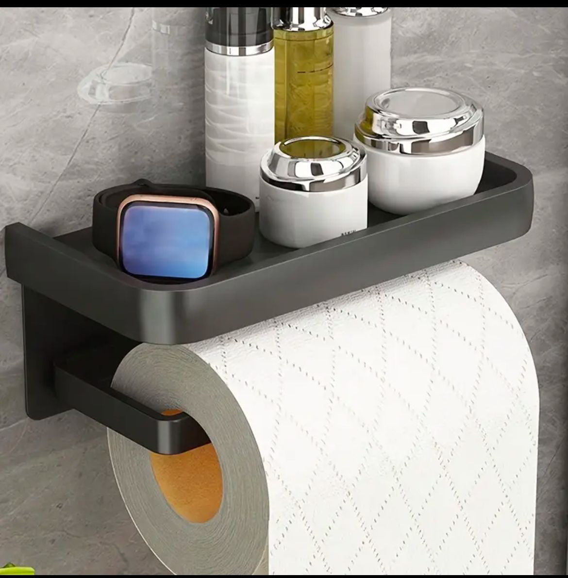 Toilet Tissue/Paper Holder Made of Durable Carbon Steel, Wear-Resistant and Easy to Install, Versatile Design for Organizing Bathroom Paper Rolls with Glue or Screws