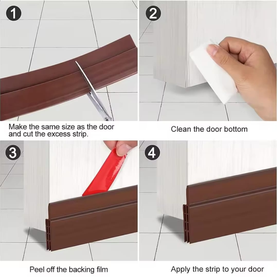 Waterproof Adhesive Silicone Rubber Under-Door Sealing Strip, Protects Against Dust, Insects, Noise, and Wind, Durable and Easy-to-Install Gap Seal for Home or Office