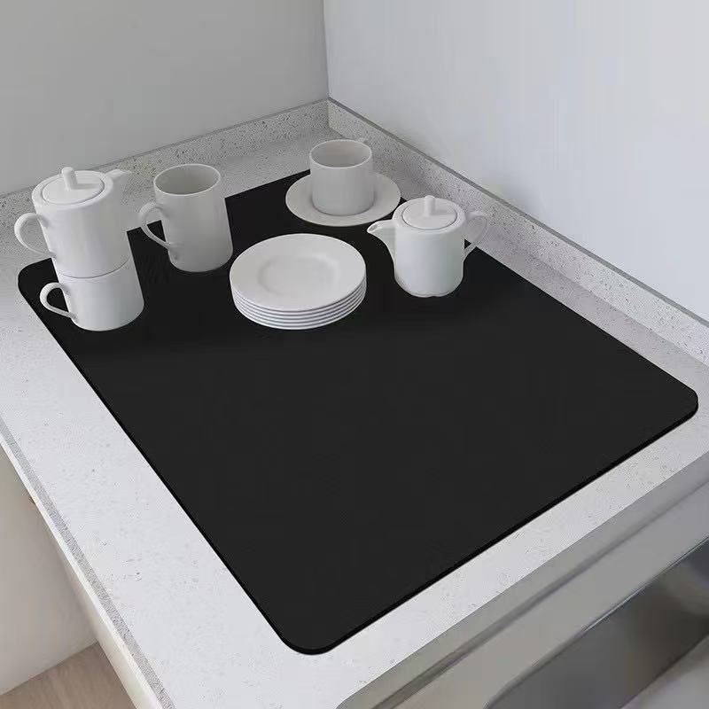 Super Absorbent Nonslip Drain Dish Drying Mat Made of Diatom Mud Rubber, Quick-Drying and Durable Kitchen Mat for Plates, Cups, and Utensils, Practical and Hygienic