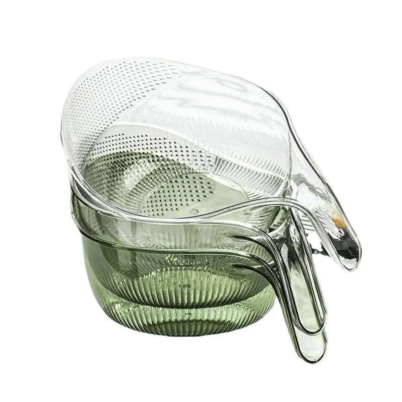 Acrylic Rice Washing Bowl / Colander, Durable and Transparent Kitchen Strainer for Washing Rice, Vegetables, and Fruits, Practical and Multipurpose Household Gadget