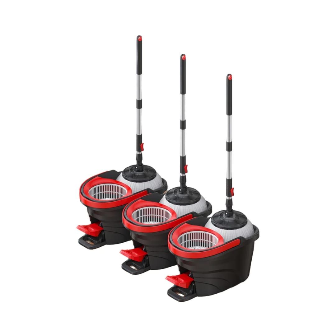 Pedal Spin Mop & Bucket Set with Foot Pedal Wringer, 360° Rotating Microfiber Mop Head, Super Absorbent Streak-Free Cleaning, Sturdy Lightweight Splash Guard Bucket, All Floor Types
