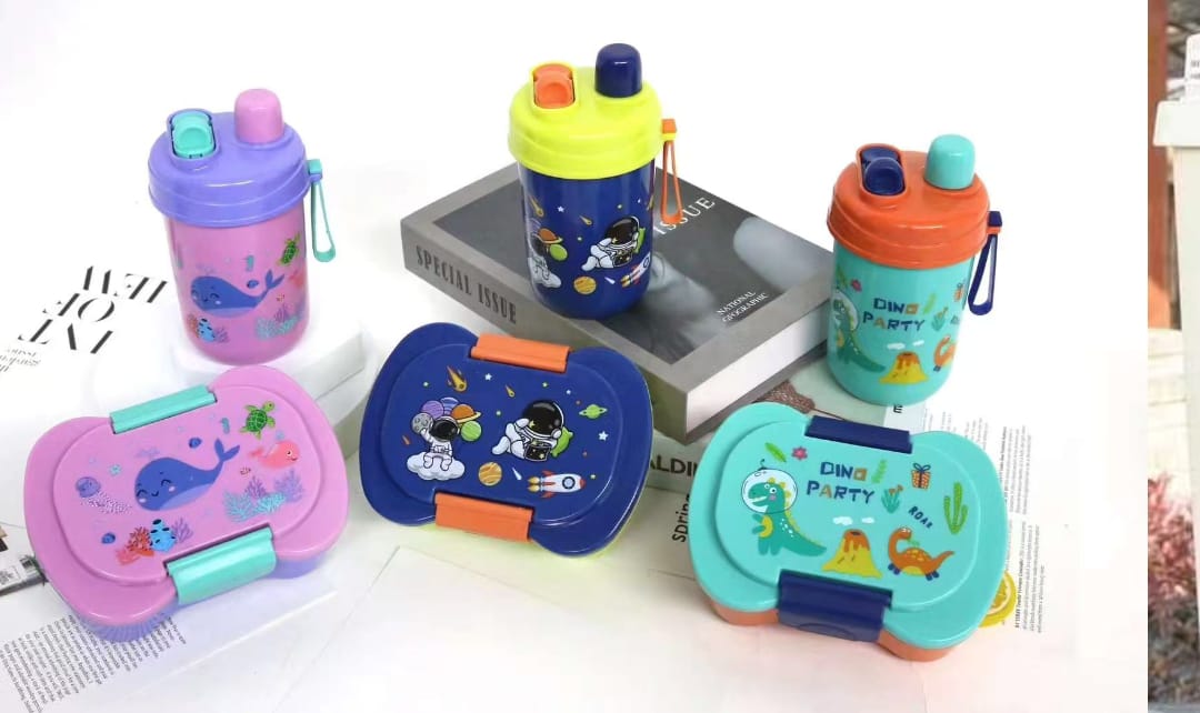 Lunchbox with Bottle Combo, Practical and Portable Food Storage Set for School, Office, or Travel, Convenient Matching Lunch Box and Bottle for Daily Meals