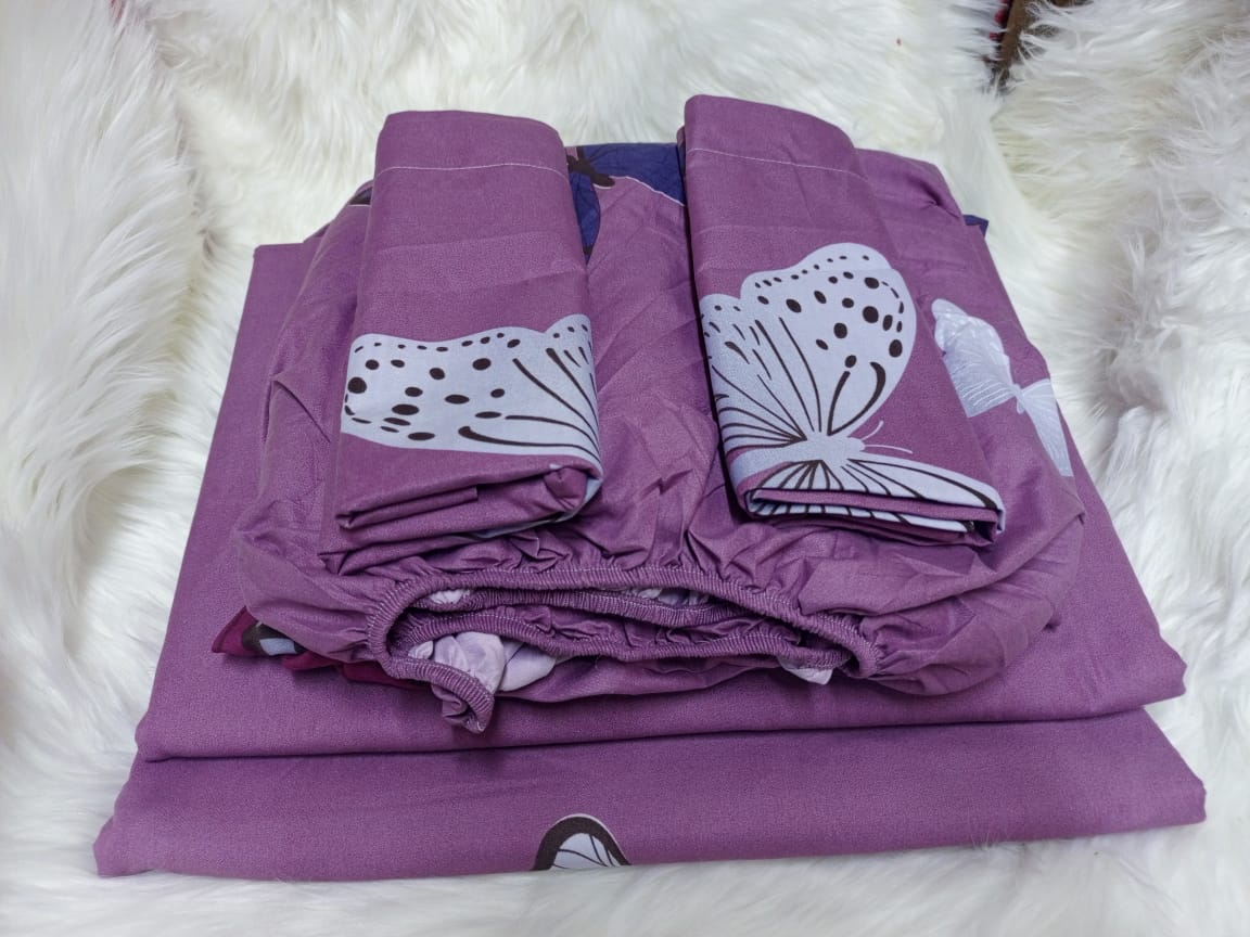 Cotton Bedsheet Set, Includes 2 Flat Bedsheets, 1 Fitted Bedsheet, and 2 Pillowcases, Soft and Comfortable Bedding for Single or Double Beds, Durable and Stylish