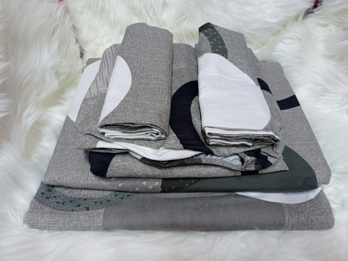 Cotton Bedsheet Set, Includes 2 Flat Bedsheets, 1 Fitted Bedsheet, and 2 Pillowcases, Soft and Comfortable Bedding for Single or Double Beds, Durable and Stylish