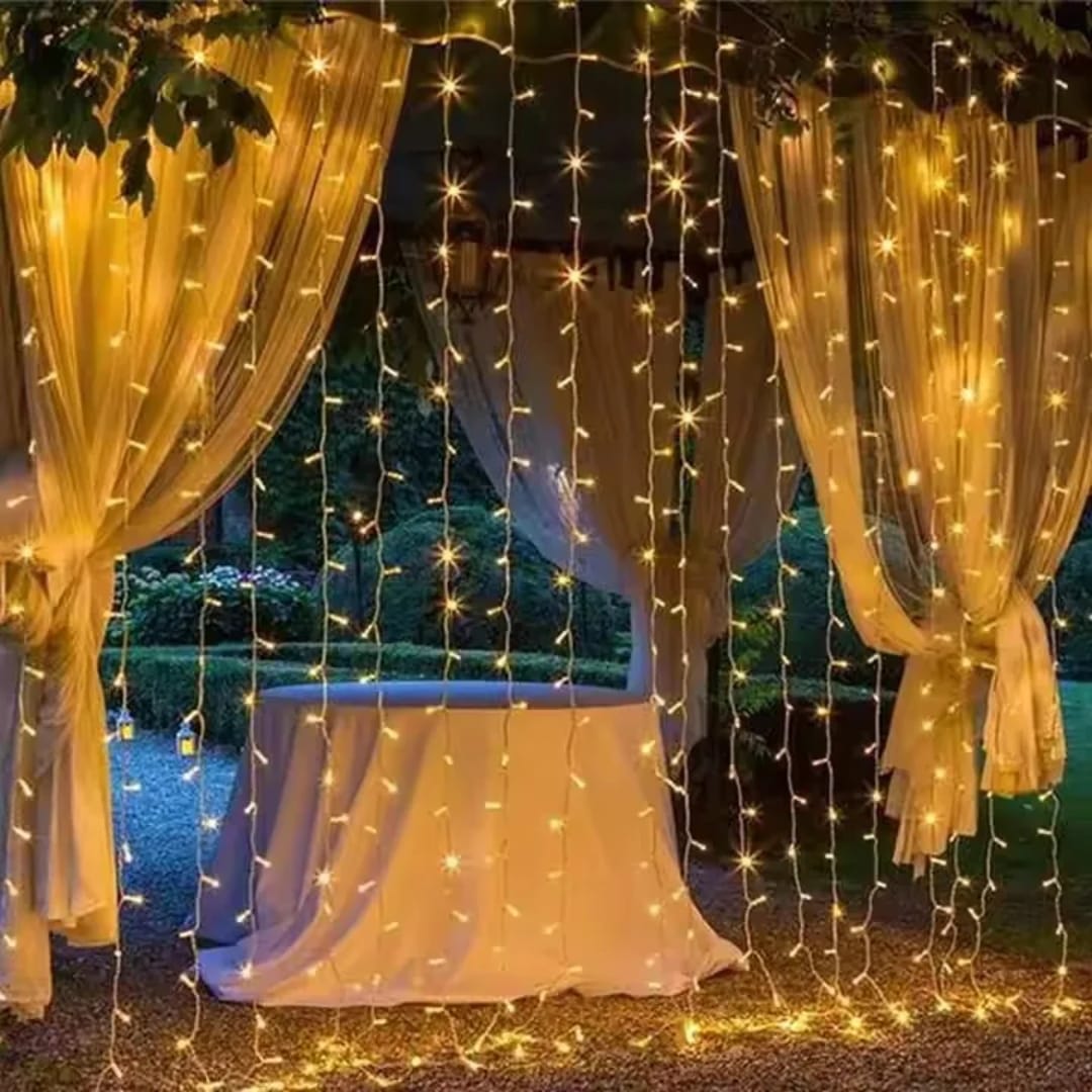 3M x 3M Warm White Curtain Lights with Remote Control – Waterproof Indoor and Outdoor Garland String Lights with Hooks for Christmas and Fairy Yard Decor