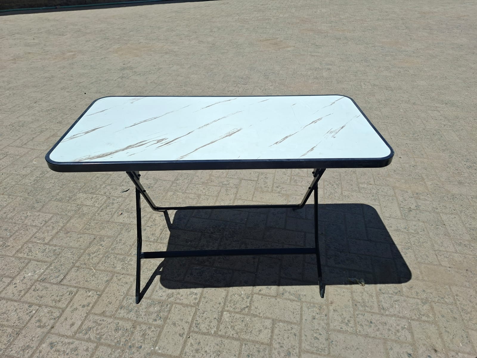 Portable Marble Top Metallic Foldable Picnic Table – Durable Indoor & Outdoor Folding Table with Elegant Marble Surface for Patio, Garden, Camping and Home Use