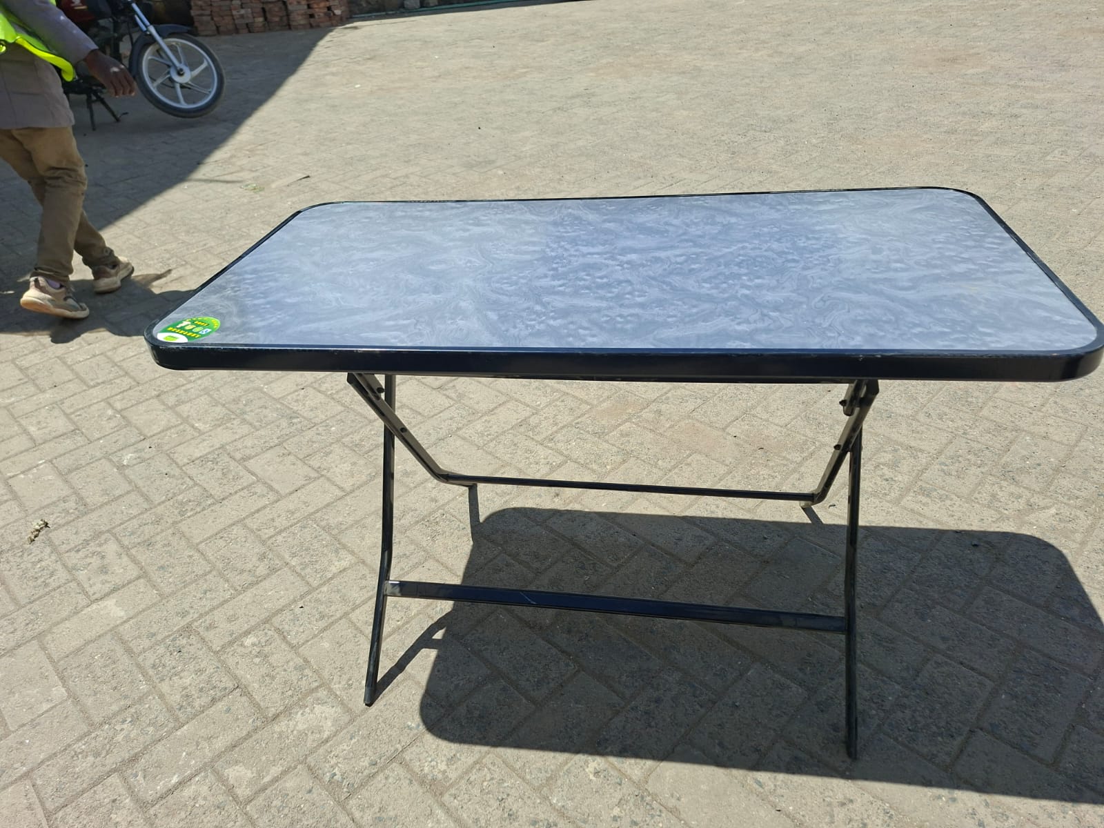 Portable Marble Top Metallic Foldable Picnic Table – Durable Indoor & Outdoor Folding Table with Elegant Marble Surface for Patio, Garden, Camping and Home Use