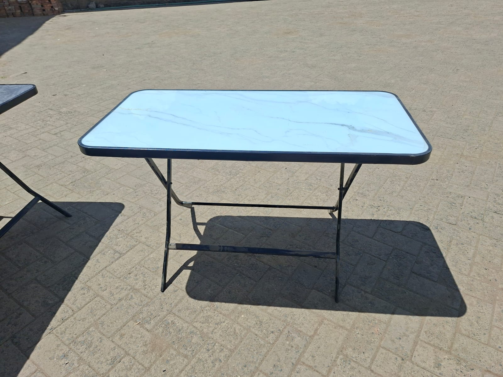 Portable Marble Top Metallic Foldable Picnic Table – Durable Indoor & Outdoor Folding Table with Elegant Marble Surface for Patio, Garden, Camping and Home Use