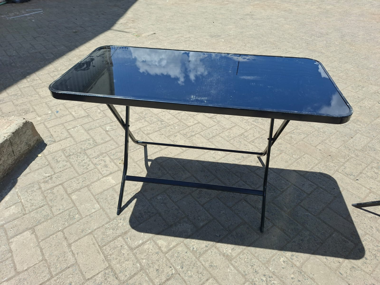 Portable Marble Top Metallic Foldable Picnic Table – Durable Indoor & Outdoor Folding Table with Elegant Marble Surface for Patio, Garden, Camping and Home Use