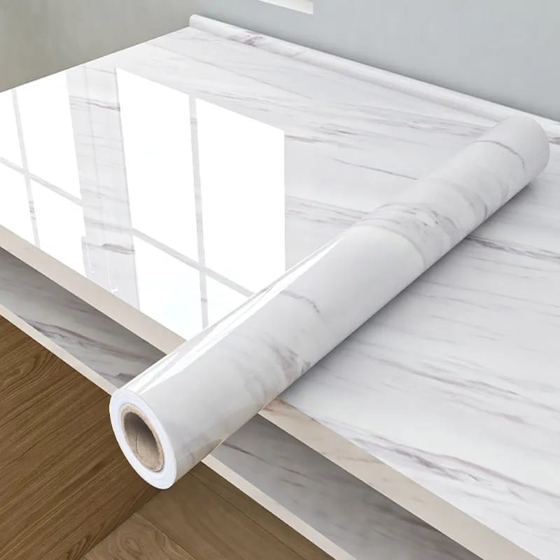 Marble Self Adhesive Waterproof Foil Wallpaper – 60cm x 2M Roll Easy Peel and Stick Removable Contact Paper for Kitchen Cabinets, Countertops & Furniture