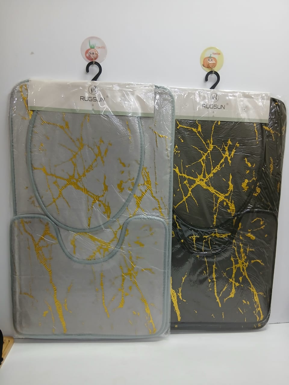 3-Piece Marble Toilet and Bathroom Mat Set – 3-in-1 Non-Slip Absorbent Mat Set for Bathroom Floor, Toilet Base and Sink Area in Marble Design