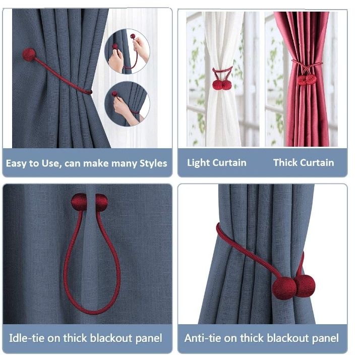 High Quality 2-Piece Pair of Magnetic Home and Office Curtain Tie Back Holder – Strong Magnets for Securely Holding Drapes and Curtains Open