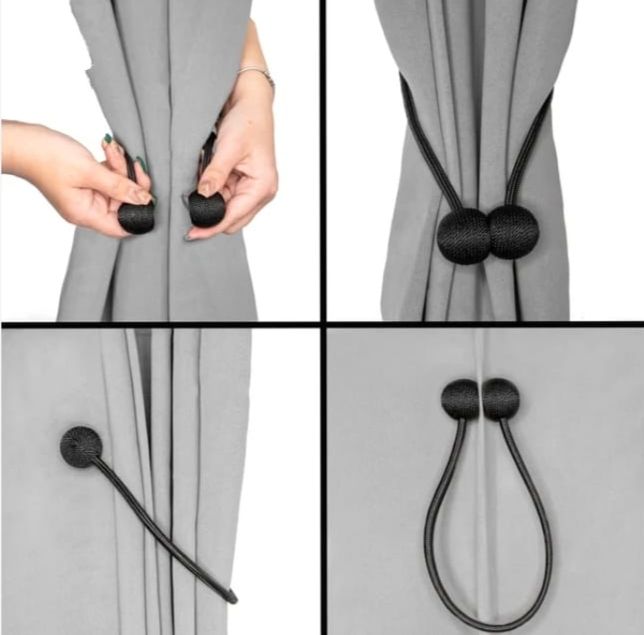 High Quality 2-Piece Pair of Magnetic Home and Office Curtain Tie Back Holder – Strong Magnets for Securely Holding Drapes and Curtains Open