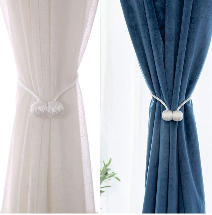 High Quality 2-Piece Pair of Magnetic Home and Office Curtain Tie Back Holder – Strong Magnets for Securely Holding Drapes and Curtains Open