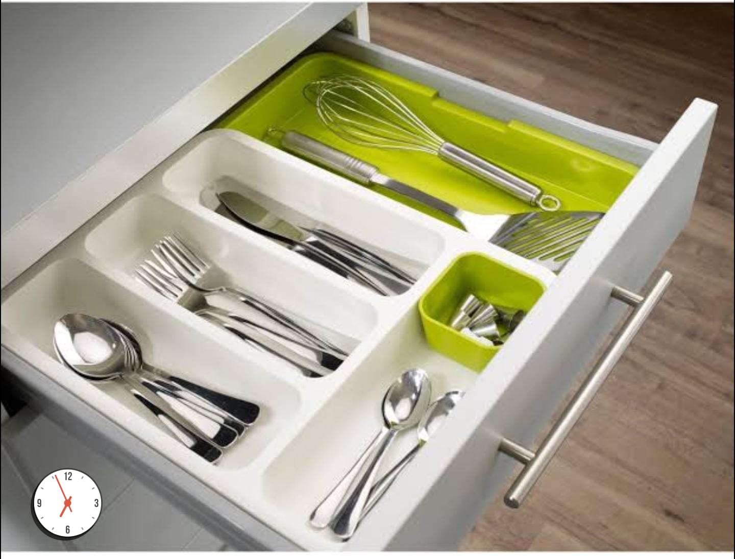 Heavy Plastic Partitioned Kitchen Cutlery Drawer Organizer – Compartment Tray for Storing Spoons, Knives, Cooking Sticks and Kitchen Utensils