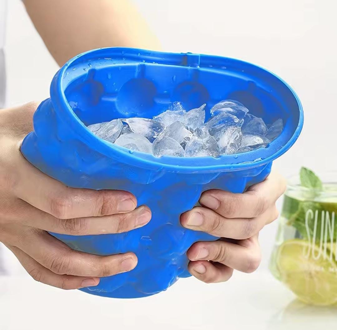 Portable Silicone Ice Cube Mold Maker, Non-Leakable Kitchen Ice Tray, Flexible Reusable Ice Maker for Home Use, Easy Release Ice Cube Tray for Drinks and Cooling