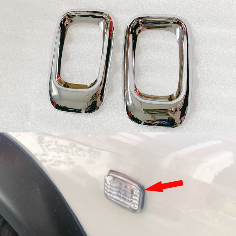 2x For Toyota Land Cruiser LC80 FJ80 1991-1997 Car Left Right Side Leaf Plate Lamp Signal Light ABS Silver Frame Trims