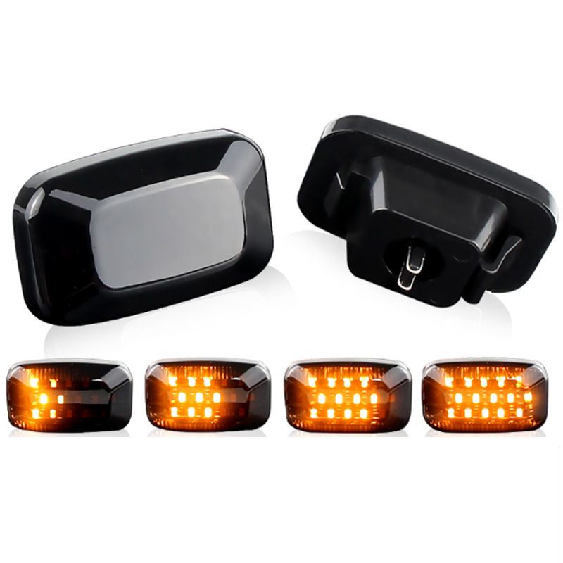 2x Fit For Lexus Lx470 1998-2007 Car Left Right Leaf Plate Lamp Signal Light Black Cover Yellow Led Lights
