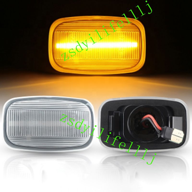 2x Fit For Lexus Lx470 1998-2007 Car Left Right Leaf Plate Lamp Signal Light White Cover Yellow Led Lamps