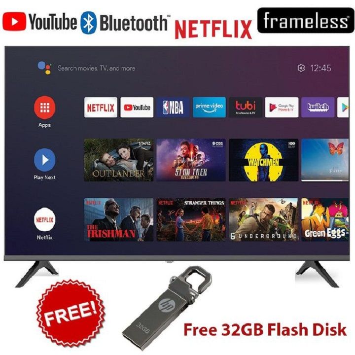 Vitron HTC3200S BLUETOOTH TV,32 Inch FRAMELESS Smart Android TV with Inbuilt Decoder Inbuilt WIFI,Netflix,Youtube Google Appstore 14 Months Warranty+FREE 32GB FLASH DISK