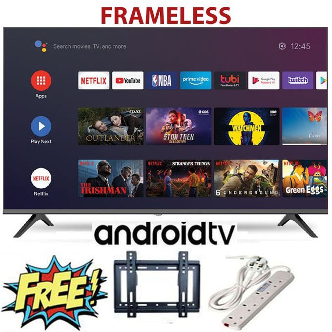 GLD 43" inch TV Smart Android TV Bluetooth Connectivity Television, Inbuilt Decoder Netflix Youtube VGA HDMI USB Wide Color Enhancer + FREE WALL BRACKET+EXTENSION CABLE