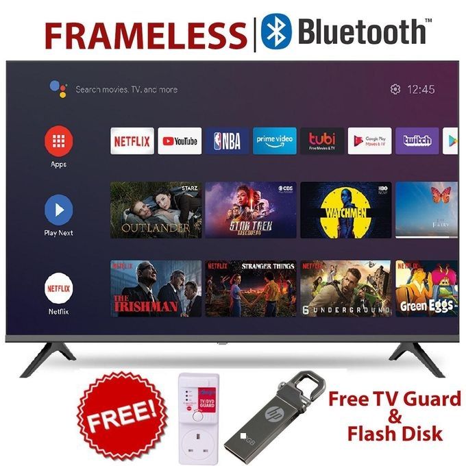 GLD 43" inch TV Smart Android TV Bluetooth Connectivity Television, Inbuilt Decoder Netflix Youtube  HDMI USB PORTS  Wide Color Enhancer + FREE TV GUARD+FLASH DISK