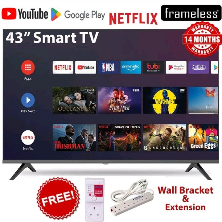 TCL 43S5K,43" Inch Google QLED TV Bluetooth Enabled Full HD Television Smart ANDROID TV Netflix Youtube Google Appstore Inbuilt WIFI , Inbuilt Decoder, DOLBY AUDIO , HDR10 + FREE TV GUARD + EXTENSION
