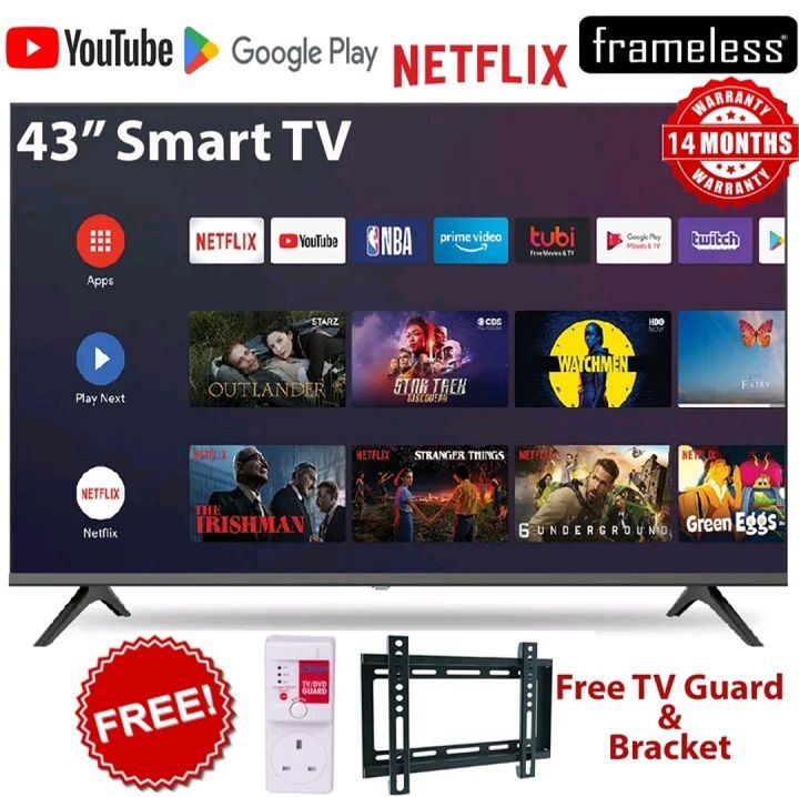 TCL43 43S5400A,43" Inch Bluetooth Television Smart ANDROID TV Netflix Youtube Google Appstore Inbuilt WIFI Inbuilt Decoder DOLBY AUDIO HDR10+ FREE TV Guard + WALL MOUNTING BRACKET