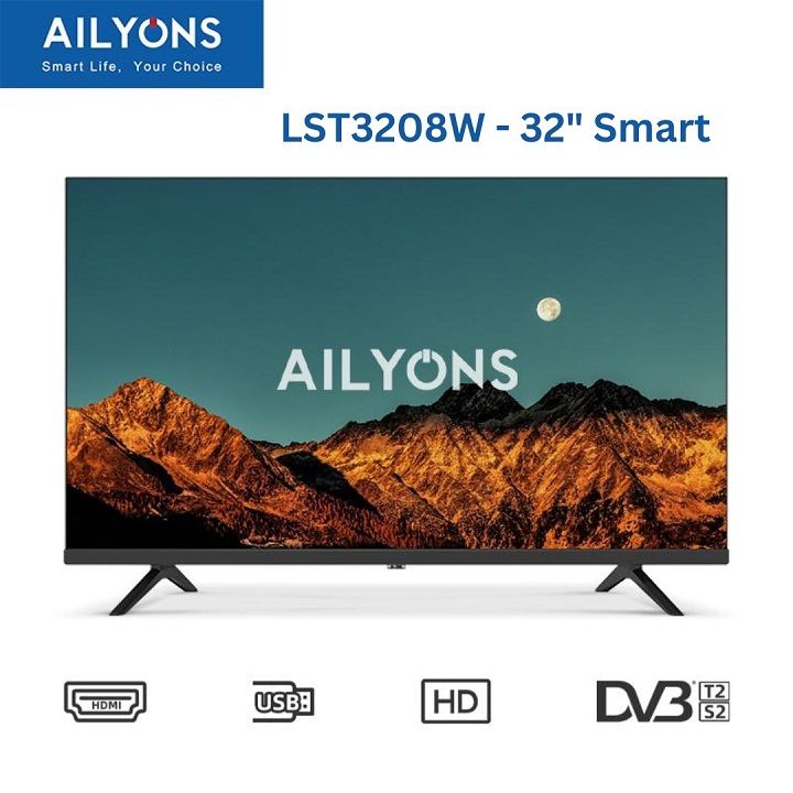 Ailyons 32" inch Frameless Smart Android 11 TV Full HD Netflix TV YouTube  Energy Saving LST3208W Wide Visual Angle Television TV leg/stands Television A+ Panel, HDMI USB Ports Wide Voltage Design