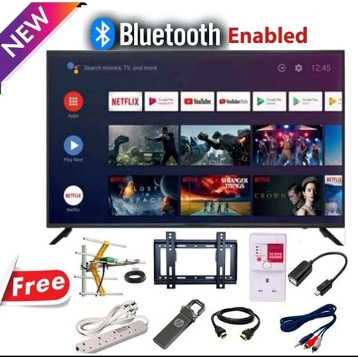 CTC 32" Inches Frameless Bluetooth Enabled Smart Android  TV, Netflix, Inbuilt Decoder Youtube Television Connect Inbuilt WIFI,APP STORE  Smart Digital TV+ 8 FREE GIFTS