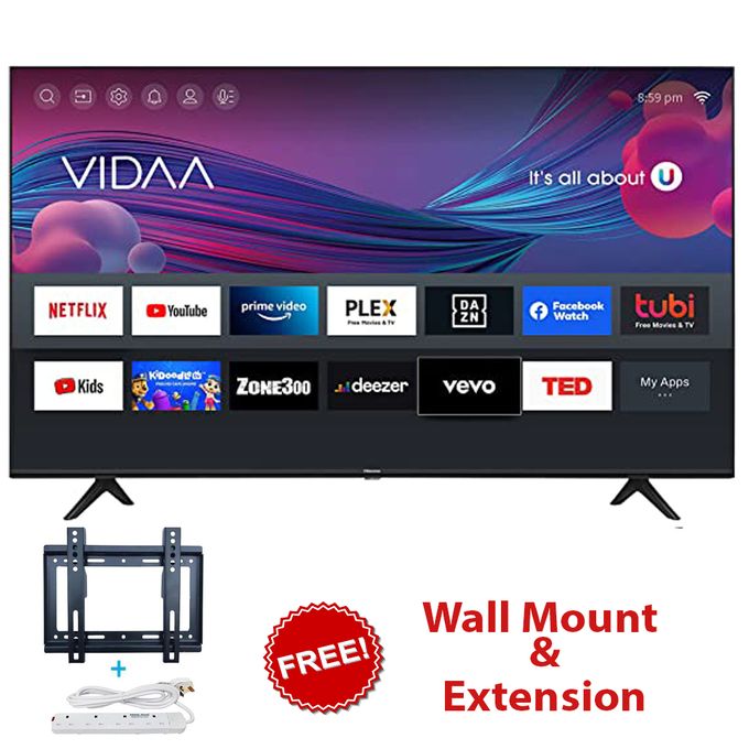 Hisense 43"Inch SMART TV 43A4 FULL HD RESOLUTION,FRAMELESS,NETFLIX ,YOUTUBE TV,DTS, INBUILT DECODER, BUILT-IN WIFI,VIDAA OS,NATURAL COLOR ENHANCER+FREE WALL MOUNTING BRACKET + Heavy Duty Extension