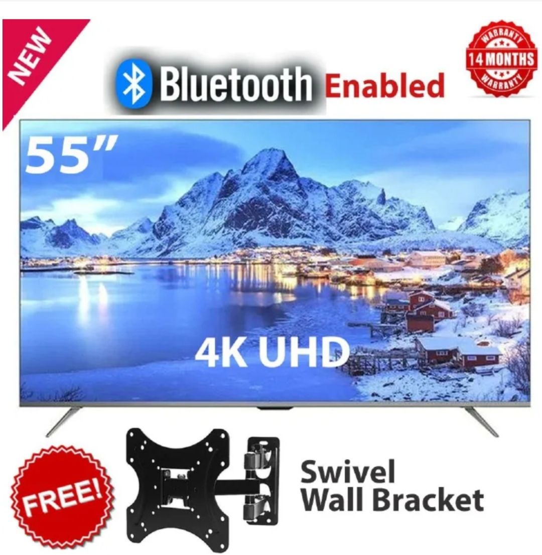 VITRON 55" Inch TV HTC55W  BLUETOOTH 4K UHD TV Television Smart Android DIGITAL TV,Netflix,Youtube PrimeVideo Bluetooth Enabled INBUILT DECODER 1.5GBRAM,8GBROM WideColor Enhancer+FREE 360 TILT BRACKET