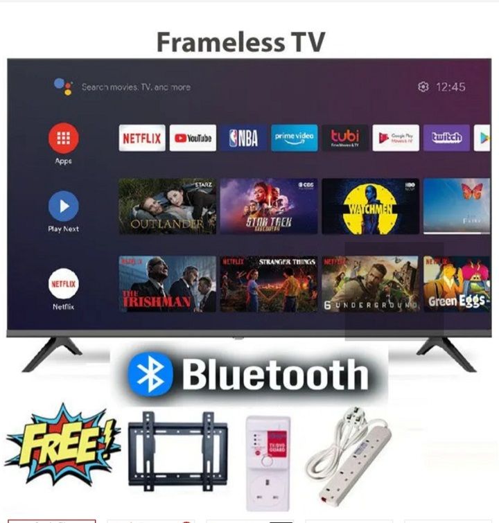Skyworth 43''inch Frameless Smart Android AI TV Bluetooth Enabled Netflix Youtube I-cast Prime VIdeo Google Play Assistant Television Inbuilt Decoder Built-in Wi-FI +FREE TV GUARD+BRACKET+EXTENSION