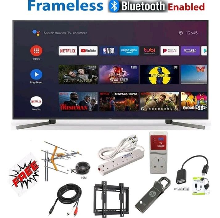 Syinix 32" Inch 32S65 FRAMELESS Bluetooth Enabled SMART ANDROID TV,Dolby Audio Netflix Youtube Appstore i-Cast Screen HIFI Box Speaker S65Series Inbuilt Decoder for Local Channels + 7 Free Gifts