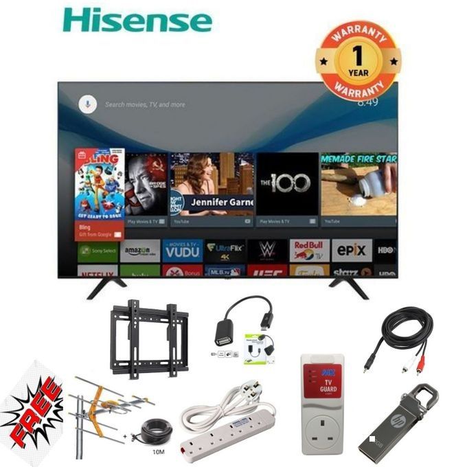 Hisense 43A4, 43" INCH FRAMELESS SMART TELEVISION, FULL HD RESOLUTION, A4K SERIES ,NETFLIX ,YOUTUBE TV,DTS, INBUILT DECODER, BUILT-IN WIFI,VIDAA OS+ 7 FREE GIFTS