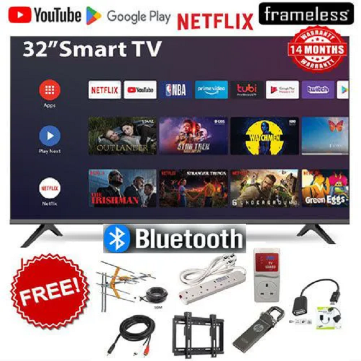 Vitron HTC3200S 32" Inch BLUETOOTH TV FRAMELESS Smart Android TV with Inbuilt Decoder Inbuilt WIFI,Netflix,Youtube Google Appstore 14 Months Warranty + 7 FREE GIFTS