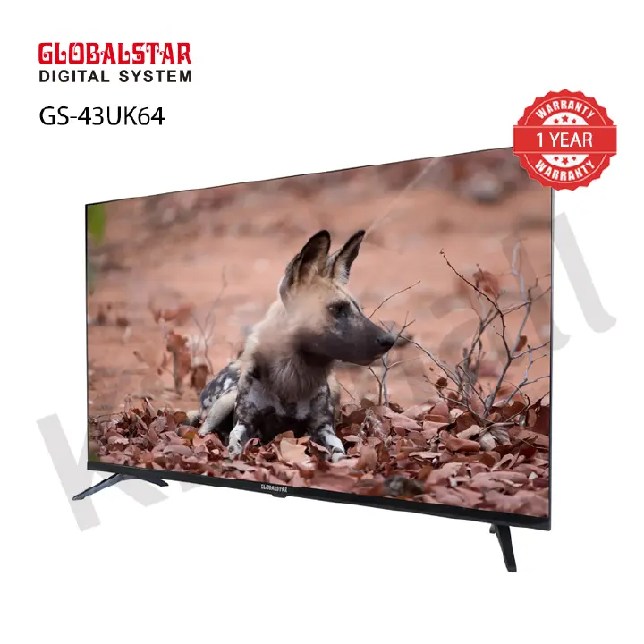 GLOBALSTAR 43" INCHES TV BLUETOOTH ENABLED SMART ANDROID TV NETFLIX ,YOUTUBE TELEVISION INBUILT DECODER , BUILT-IN WIFI, APP STORE 1GB-RAM 8GB-ROM 2*USB PORTS,3*HDMI PORTS + 4 FREE GIFTS
