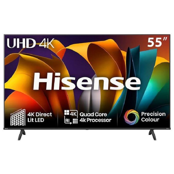 HISENSE 55" Inch SMART TV Television 4K UHD TV,55A6 (2026 Model),FRAMELESS,DOLBY AUDIO BLUETOOTH 5.0 CONNECTIVITY, WI-FI CONNECTIVITY, INBUILT DECODER HISENSE55,NETFLIX YOUTUBE,VIDAA OS TV,DTS